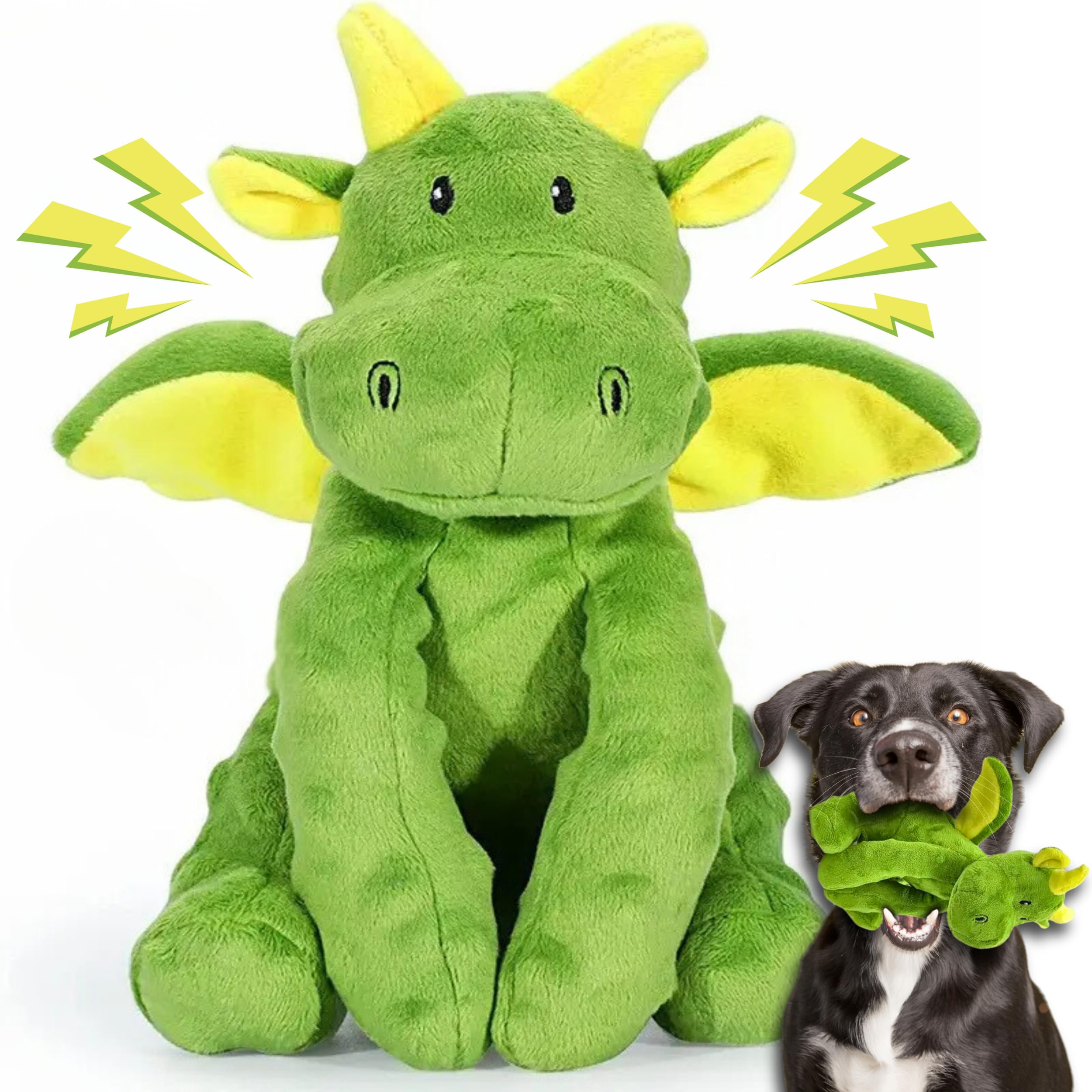 Pickle Wickle Dragon Dog Toy – Crinkle & Squeak Plush Chew Toy